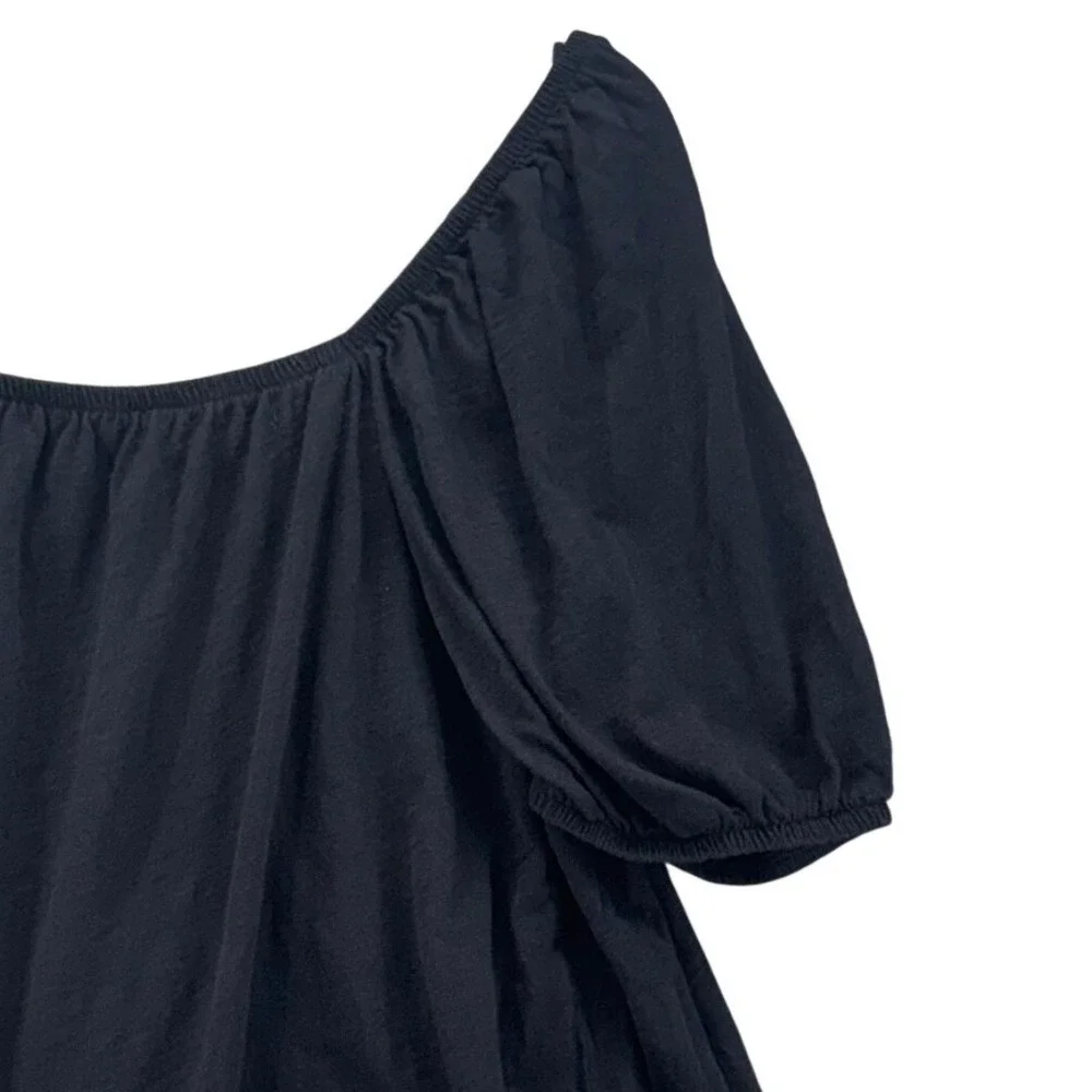 Old Navy Black Milkmaid Puff Sleeve Square Neck Blouse Top XL